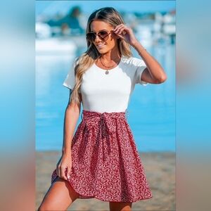 NWT Cupshe Tee & Micro Floral Skirt Mini Dress, Medium